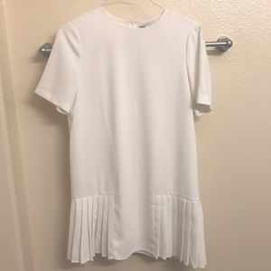 Zara drop waist white pleated dress, size m